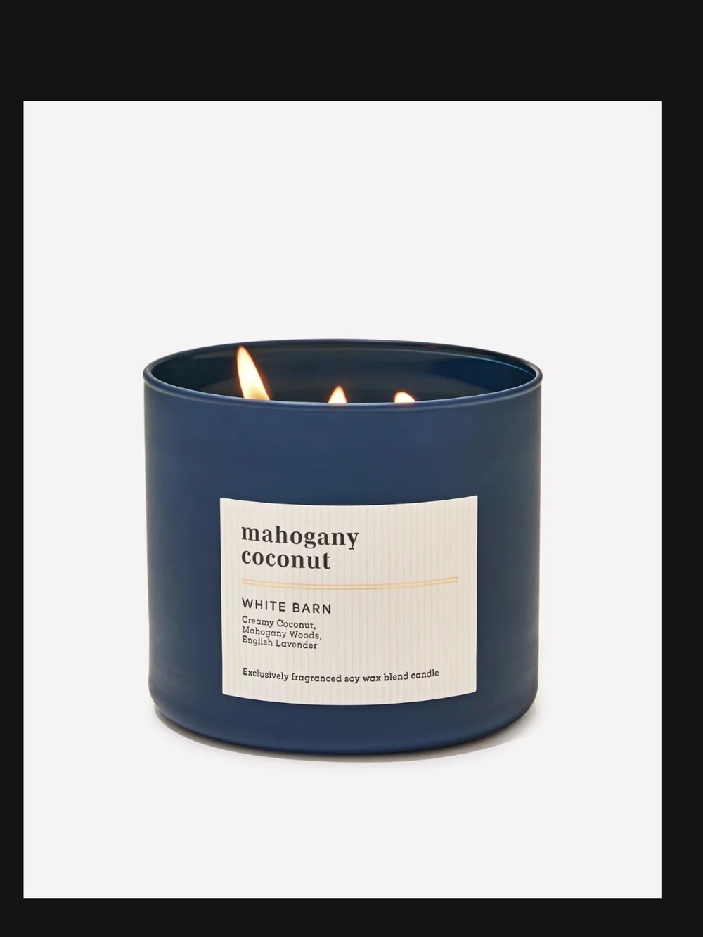 White Barn Mahogany Coconut 3-Wick Candle - Navy Blue